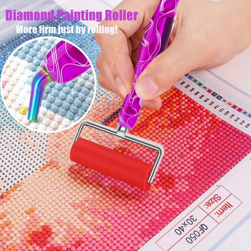 Heyseri 14PCS Diamond Painting Pen Accessories Tools Set, Exquisite Stainless Steel Metal Pen Tips,Ergonomic Diamond Art Pen and 6 Painting Glue Clay,Comfort Grip and Faster Drilling (Purpl Rainbow) - Image 3